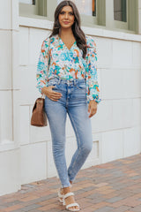 Floral Long Balloon Sleeve Blouse