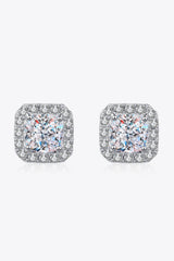 925 Sterling Silver Inlaid 2 Carat Moissanite Square Stud Earrings