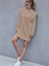 Round Neck Long Sleeve Mini Dress