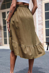 Elastic Waist Ruffled Skirt with Pockets - Bakers Shoes store