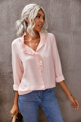 Eyelet Ruffles Button Crinkled Shirt - Bakers Shoes store