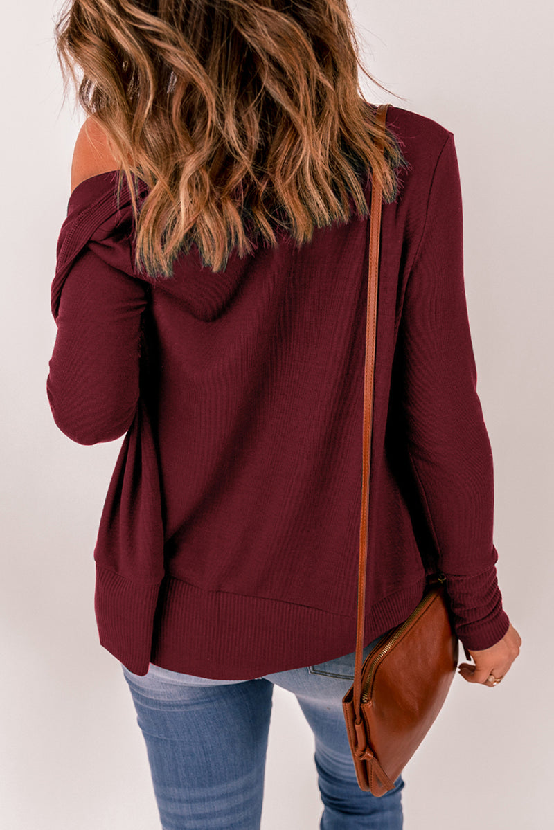 Ribbed Trim Snap Down Cardigan
