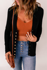 Ribbed Trim Snap Down Cardigan