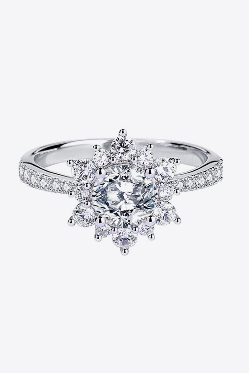 925 Sterling Silver Flower Moissanite Ring