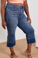 Judy Blue Savannah Full Size Wide Leg Cropped Jeans