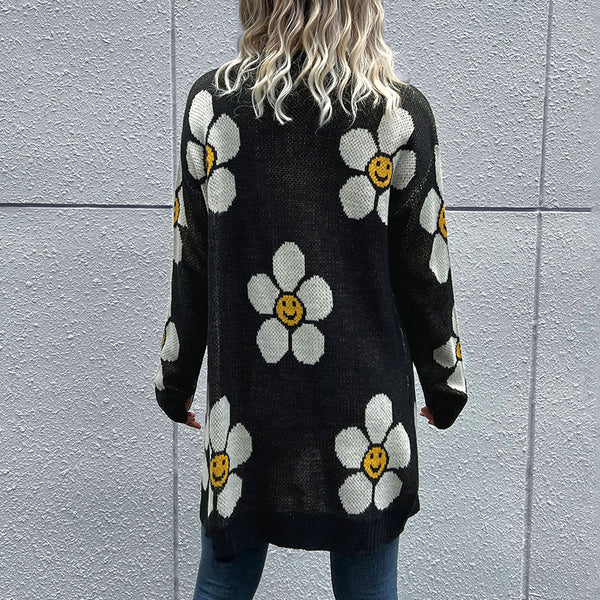 Floral Button Down Longline Cardigan - Bakers Shoes store