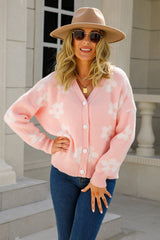 Floral Dropped Shoulder Button-Up Cardigan - Bakers Shoes store