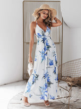 Floral Lace-Up Split Halter Neck Maxi Dress - Bakers Shoes store