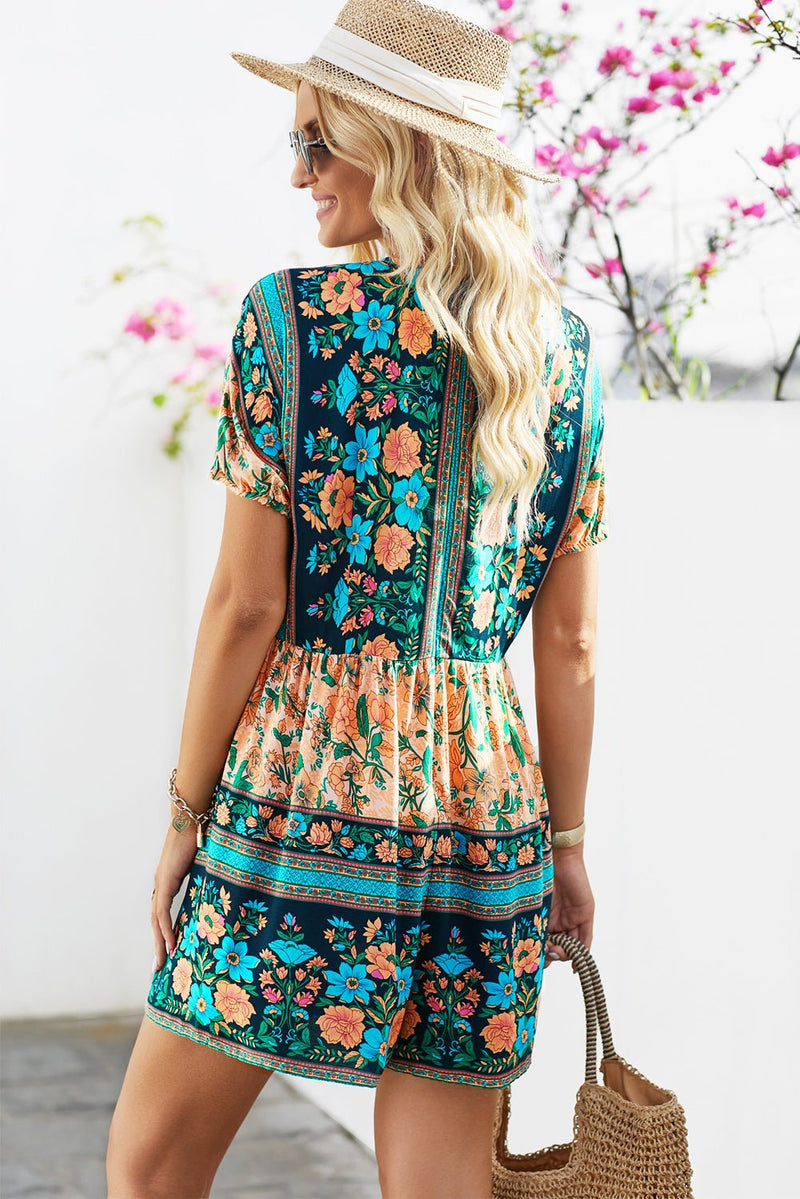 Floral Multicolored Tie-Neck Romper - Bakers Shoes store