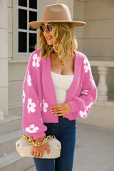 Floral Open Front Fuzzy Cardigan - Bakers Shoes store