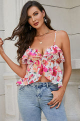 Floral Ruffled Peplum Cami - Bakers Shoes store