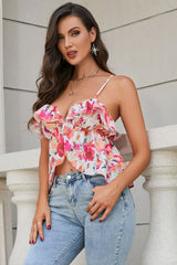 Floral Ruffled Peplum Cami - Bakers Shoes store