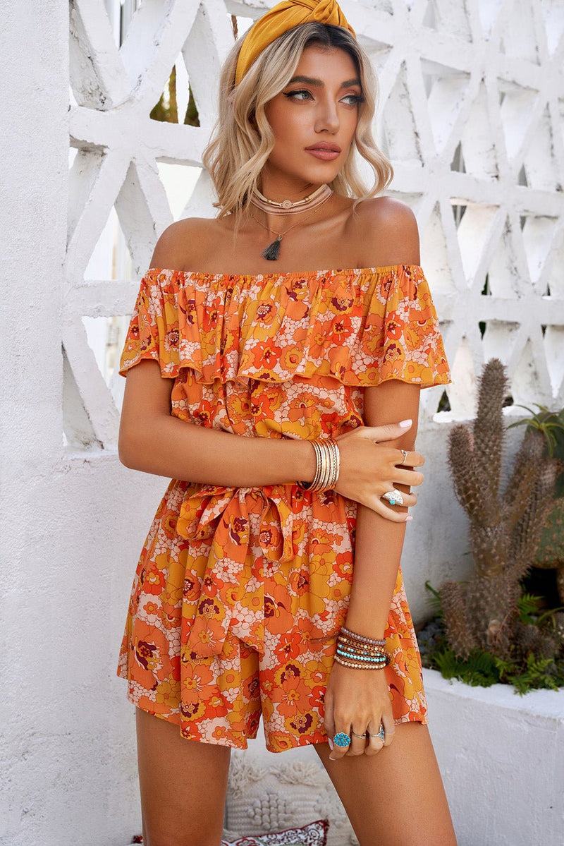 Floral Ruffled Tie-Waist Romper - Bakers Shoes store