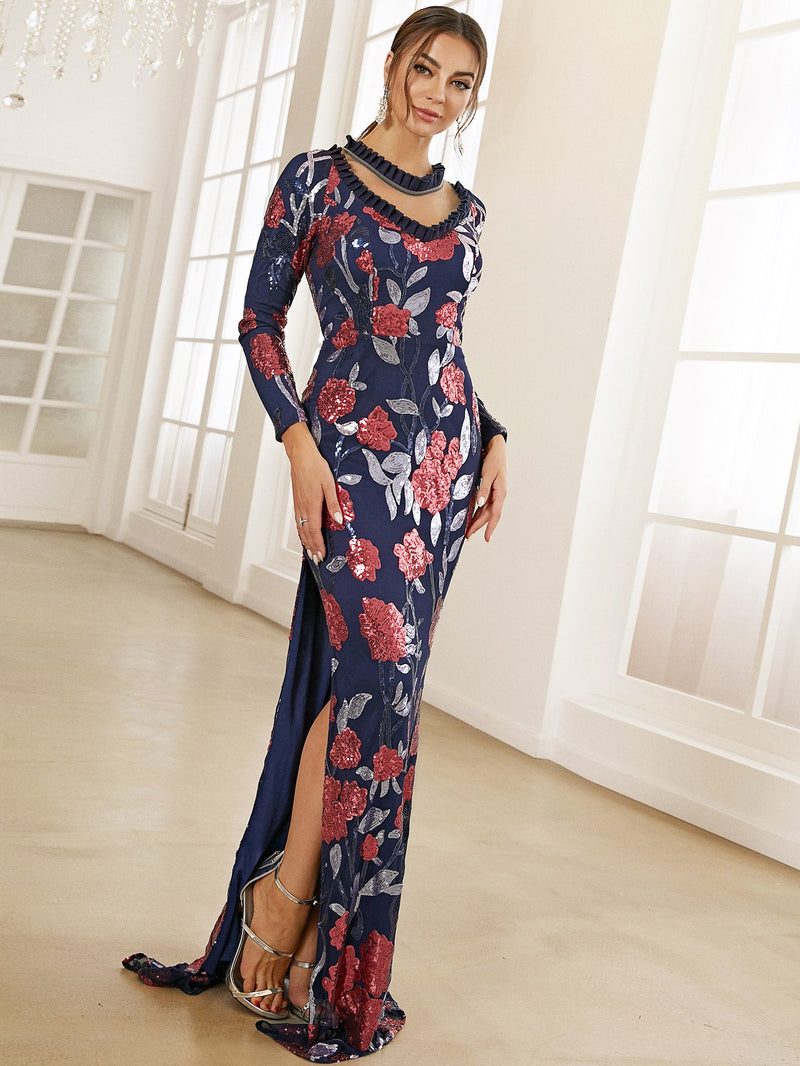 Floral Sequin Tie-Back Split Dress - Bakers Shoes store