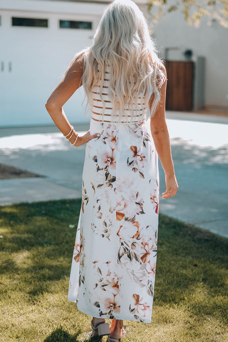 Floral Striped Print Sleeveless Maxi Dress - Bakers Shoes store