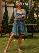 Floral Sweetheart Neck Balloon Sleeve Dress - Bakers Shoes store
