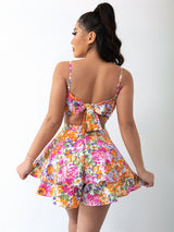 Floral Tie Back Layered Hem Romper - Bakers Shoes store