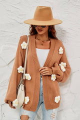 Flower Detail Open Front Cardigan - Bakers Shoes store