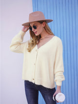 Fuzzy Long Sleeve Button Down Cardigan - Bakers Shoes store