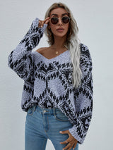Geometric Print Chunky Knit Sweater - Bakers Shoes store