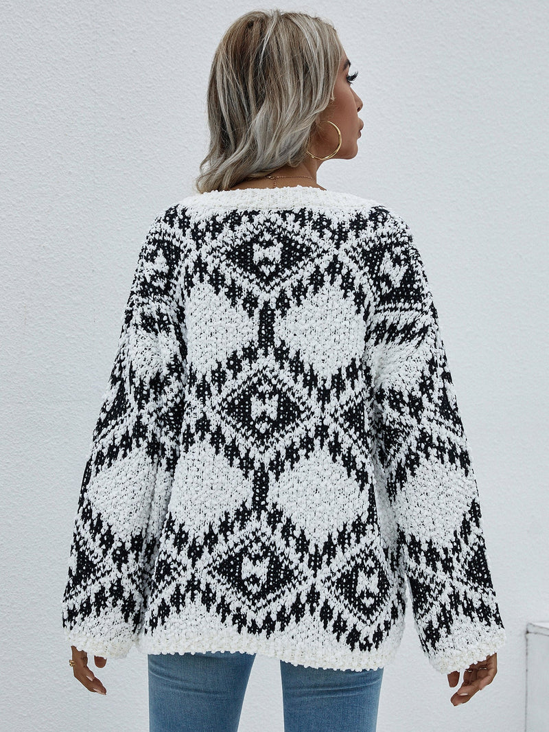 Geometric Print Chunky Knit Sweater - Bakers Shoes store