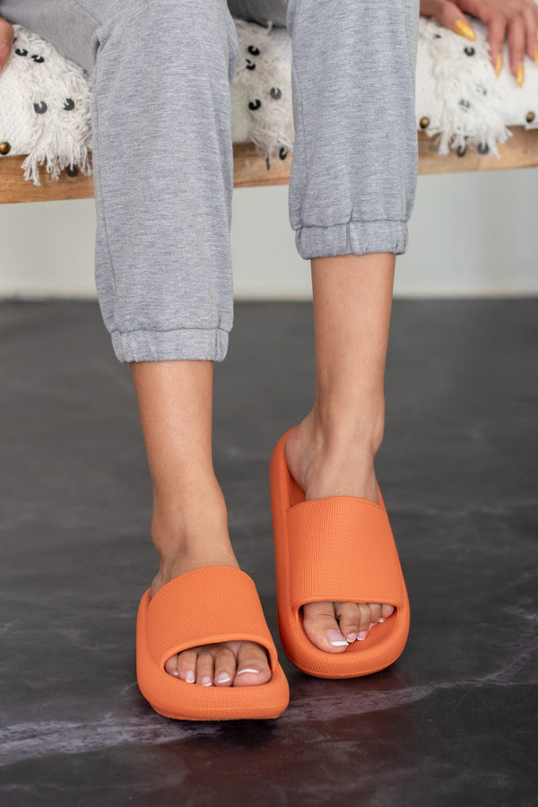 Go All Out Slide-On Sandals in Orange - Bakers Shoes store