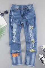 Graphic Leopard Patchwork Distressed Jeans - Bakers Shoes store