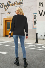 Graphic Round Neck Dropped Shoulder Sweater - Bakers Shoes store