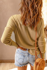 Half Button Waffle Knit Long Sleeve Top - Bakers Shoes store