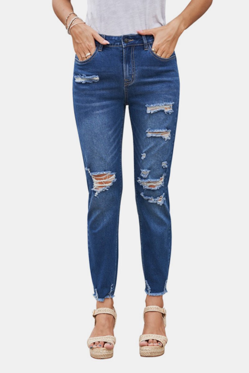 High Rise Distressed Cropped Jeans - Bakers Shoes store