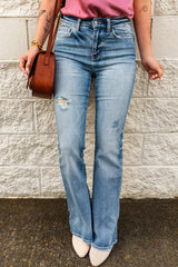 High-Rise Waist Distressed Flare Jeans - Bakers Shoes store