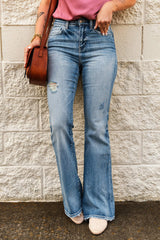 High-Rise Waist Distressed Flare Jeans - Bakers Shoes store