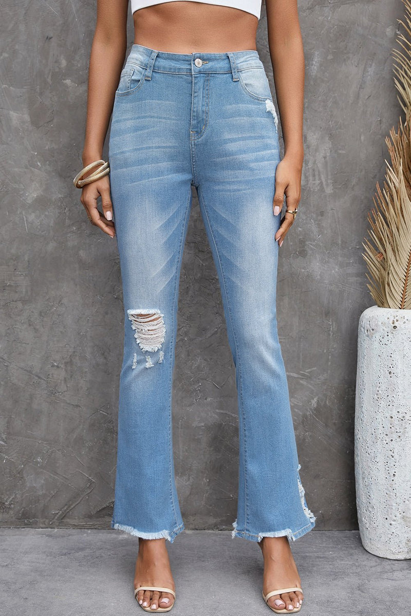 High Waist Distressed Flared Jeans - Bakers Shoes store