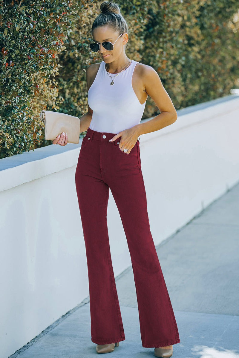 High Waist Flare Leg Jeans with Pockets - Bakers Shoes store