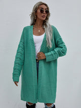 Horizontal Ribbing Open Front Duster Cardigan - Bakers Shoes store