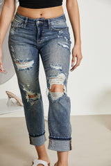 Judy Blue Lindsey Full Size Bleach Splash Boyfriend Jeans - Bakers Shoes store