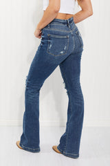 Judy Blue Ophelia Full Size Mid-Rise Destroyed Flare Jeans - Bakers Shoes store