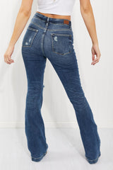 Judy Blue Ophelia Full Size Mid-Rise Destroyed Flare Jeans - Bakers Shoes store