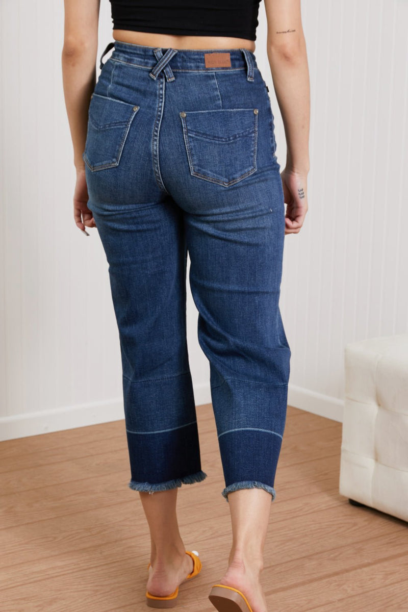 Judy Blue Savannah Full Size Wide Leg Cropped Jeans - Bakers Shoes store