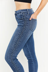 Judy Blue Stevie Full Size Mid-Rise Braided Detail Relaxed Jeans - Bakers Shoes store