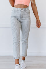 Kancan Valentina Pinstripe Mom Jeans - Bakers Shoes store