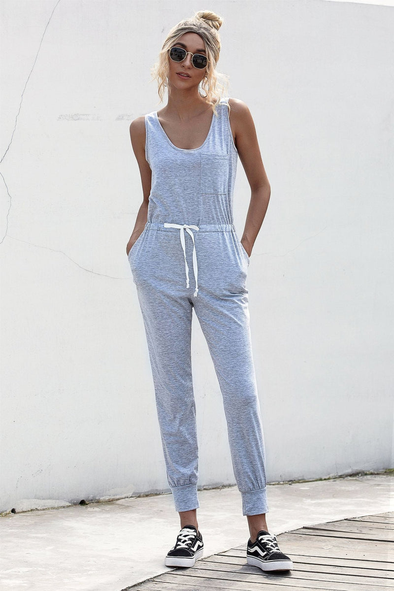 Knot Sleeveless Waist Jumpsuit - Bakers Shoes store