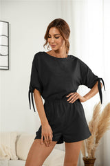 Knotted Cuff Dolman Sleeve Romper - Bakers Shoes store