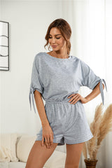 Knotted Cuff Dolman Sleeve Romper - Bakers Shoes store