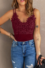 Lace Double Spaghetti Strap Cami Top - Bakers Shoes store