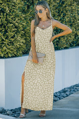 Leopard Backless V-Neck Maxi Dress - Bakers Shoes store