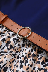 Leopard Color Block Flounce Sleeve Dress - Bakers Shoes store