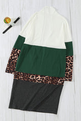 Leopard Color Block Open Front Longline Cardigan - Bakers Shoes store