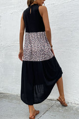 Leopard Contrast Sleeveless Maxi Dress - Bakers Shoes store