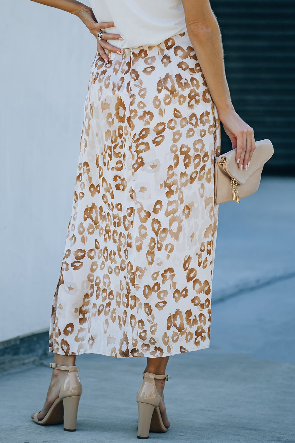 Leopard Front Knot Slit Skirt - Bakers Shoes store